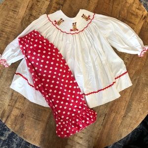 Smocked 2 piece Christmas outfit